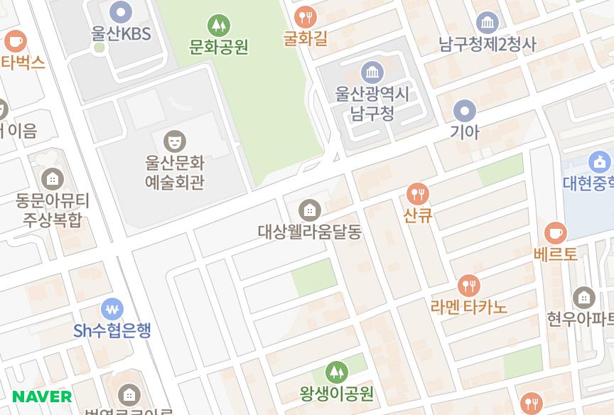 울산광역시 남구 달동 대상웰라움달동 위치·실거래 시세 지도
