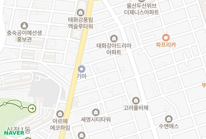 울산광역시 남구 신정동 태성시티타워 위치·실거래 시세 지도