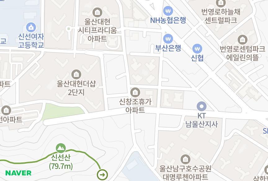 울산광역시 남구 야음동 휴가팰리스 위치·실거래 시세 지도