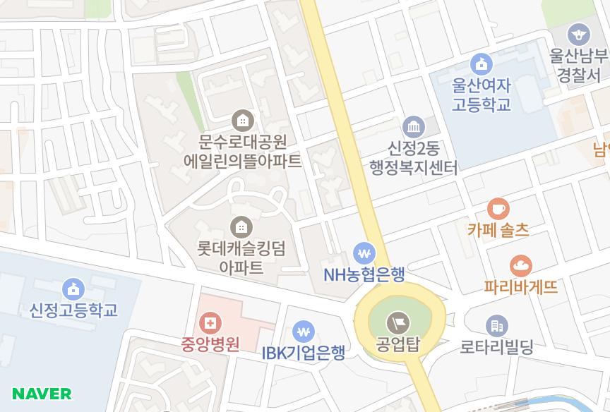 울산광역시 남구 신정동 해피그린 위치·실거래 시세 지도