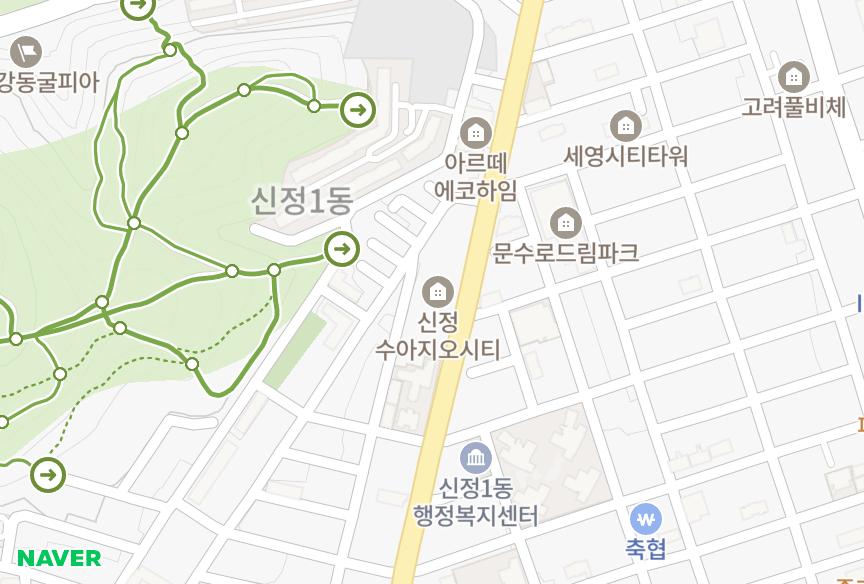 울산광역시 남구 신정동 수아지오시티 위치·실거래 시세 지도