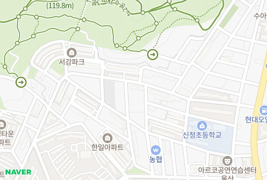 울산광역시 남구 신정동 한울남산빌리지 위치·실거래 시세 지도