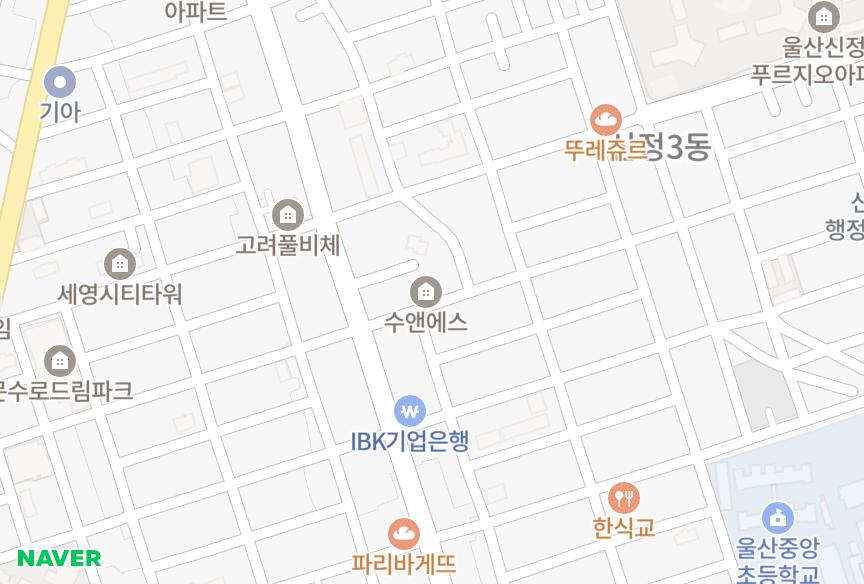 울산광역시 남구 신정동 수앤에스 위치·실거래 시세 지도