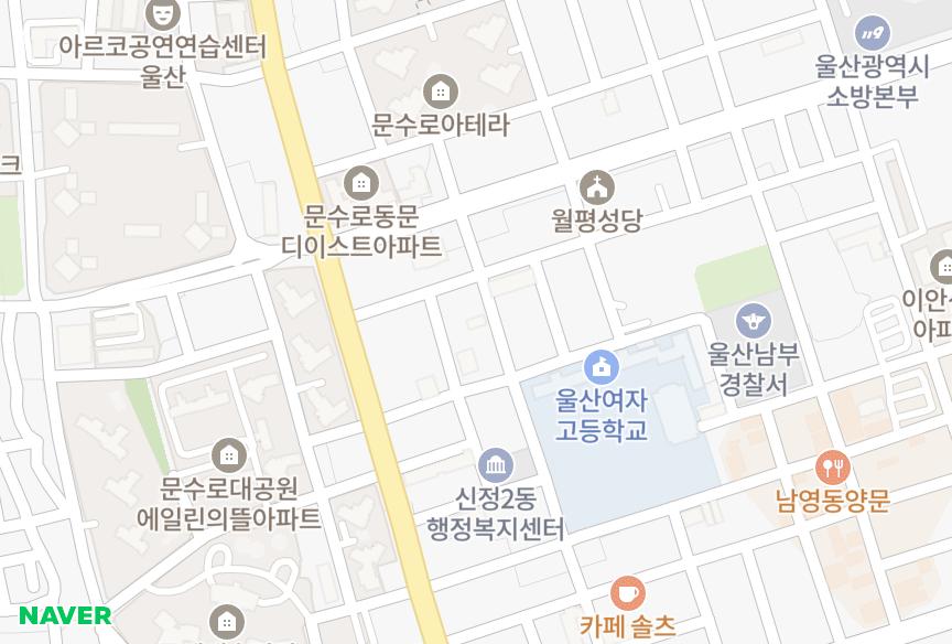 울산광역시 남구 신정동 아키팰리스 위치·실거래 시세 지도
