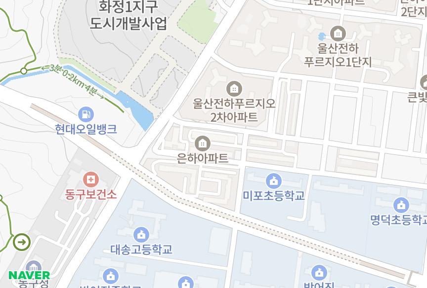 울산광역시 동구 전하동 은하 위치·실거래 시세 지도