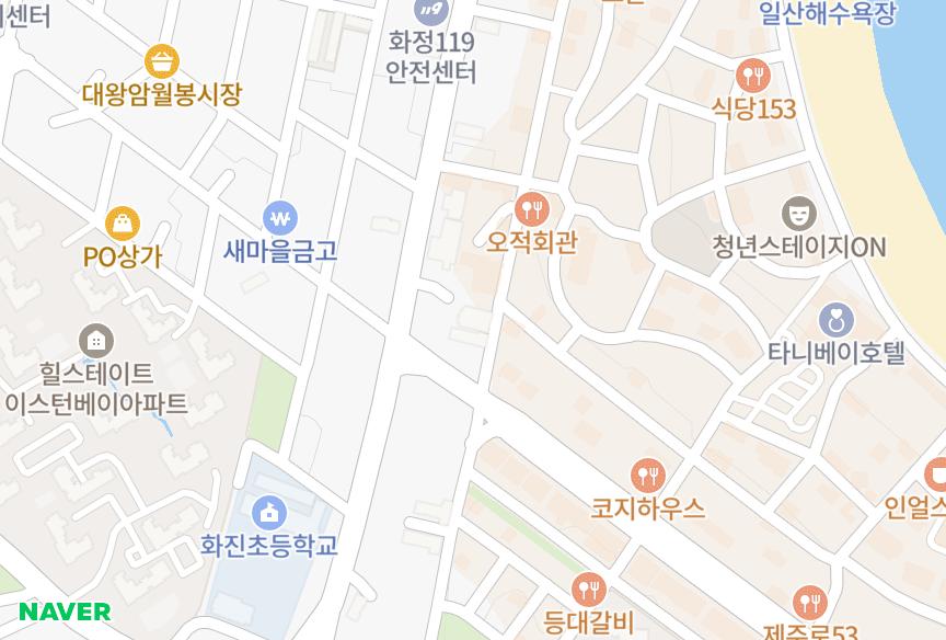 울산광역시 동구 화정동 화정씨에스오션빌리4차 위치·실거래 시세 지도