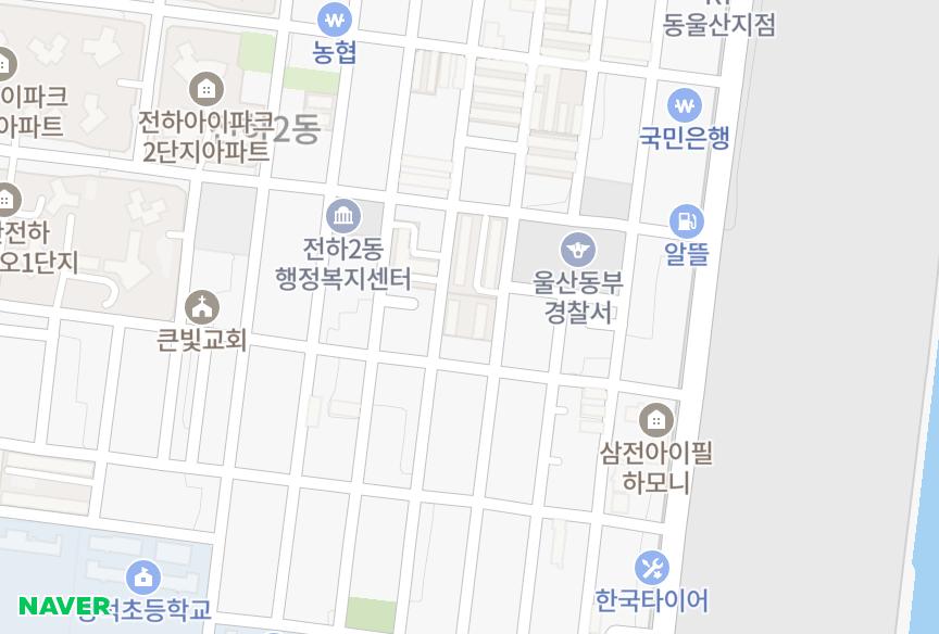 울산광역시 동구 전하동 반석 위치·실거래 시세 지도