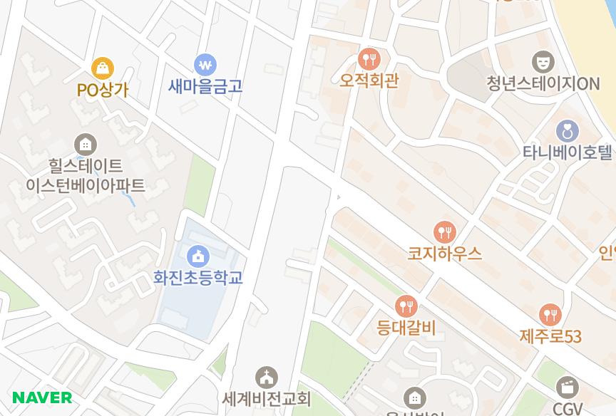 울산광역시 동구 화정동 야우쉐르빌 위치·실거래 시세 지도