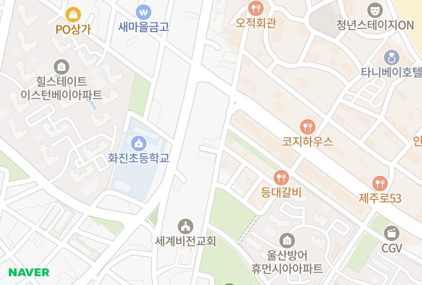 울산광역시 동구 화정동 대호파크빌 위치·실거래 시세 지도