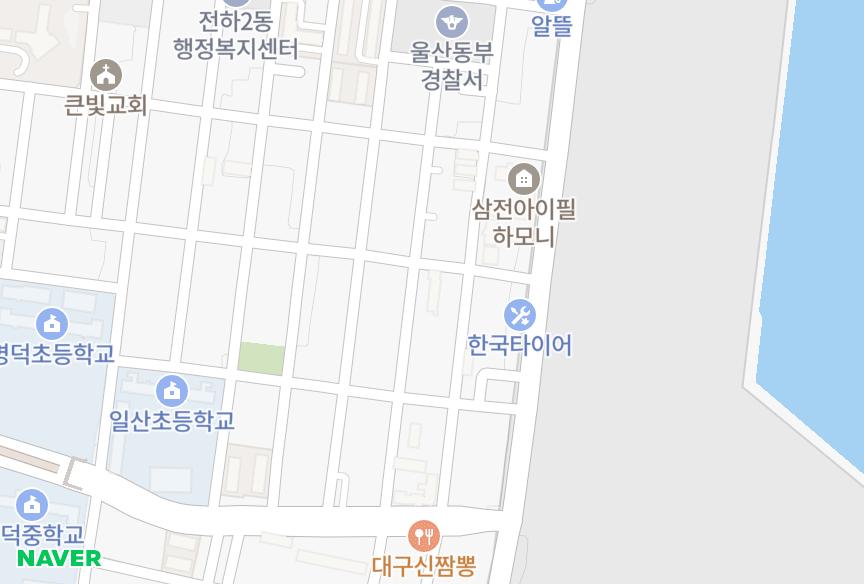 울산광역시 동구 전하동 정우스위트파크 위치·실거래 시세 지도