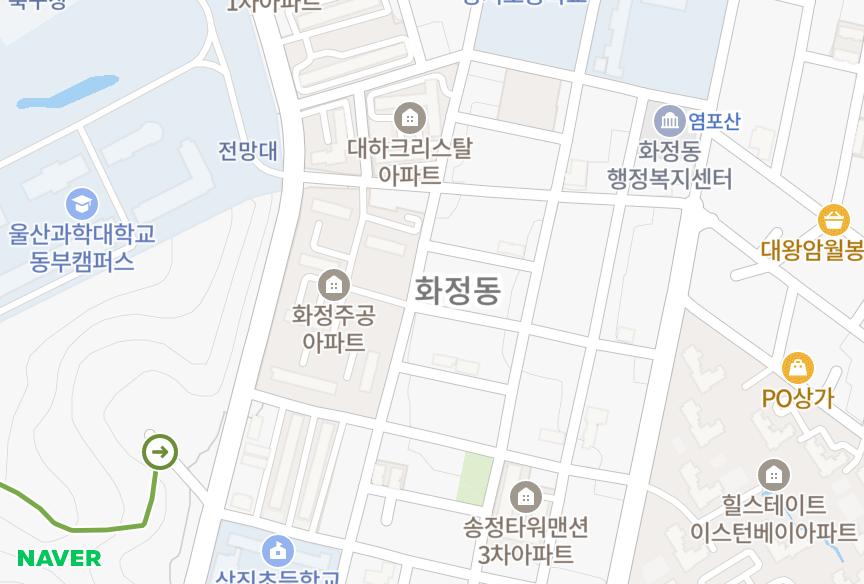 울산광역시 동구 화정동 대호하이빌17차 위치·실거래 시세 지도