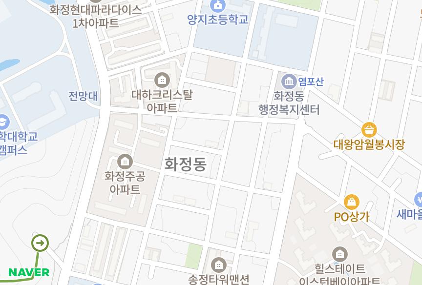 울산광역시 동구 화정동 처용빌라트 위치·실거래 시세 지도
