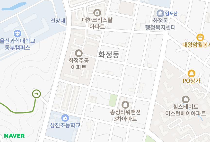 울산광역시 동구 화정동 해븐빌리지3차 위치·실거래 시세 지도