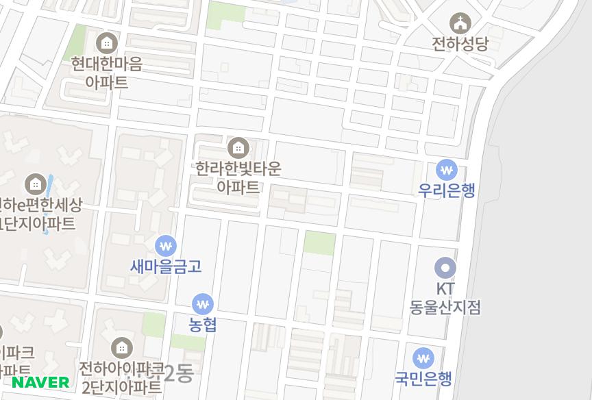 울산광역시 동구 전하동 처용빌라트B 위치·실거래 시세 지도