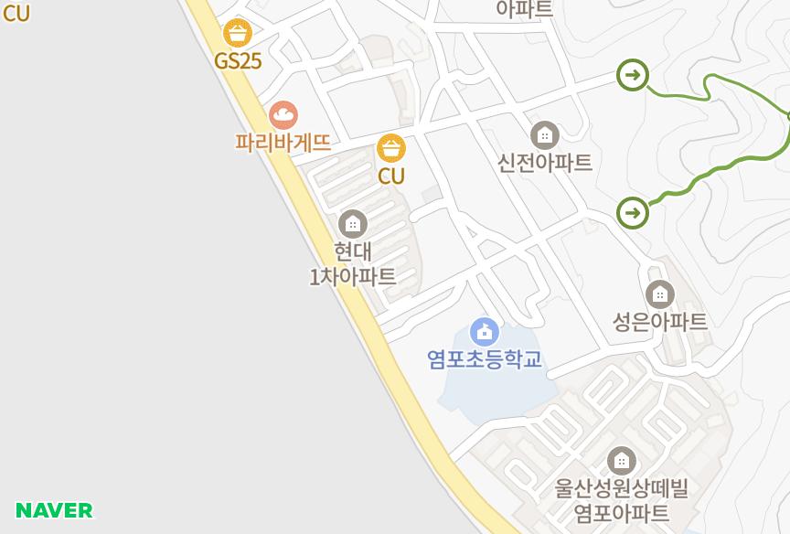 울산광역시 북구 염포동 염포현대1차 위치·실거래 시세 지도