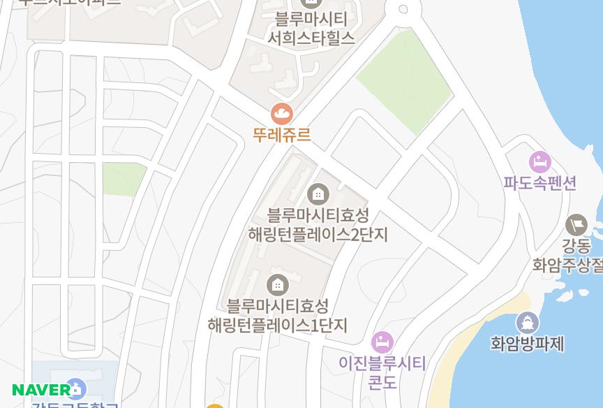 울산광역시 북구 산하동 블루마시티효성해링턴플레이스2단지 위치·실거래 시세 지도