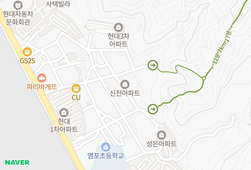 울산광역시 북구 염포동 신전 위치·실거래 시세 지도
