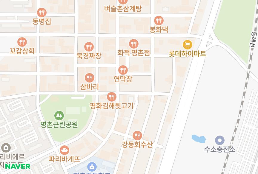 울산광역시 북구 명촌동 경남팰리스 위치·실거래 시세 지도