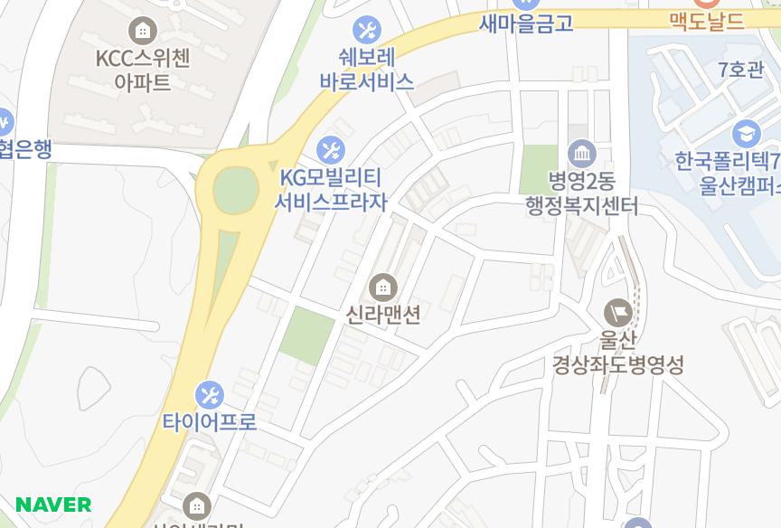 울산광역시 중구 서동 신라맨션 위치·실거래 시세 지도