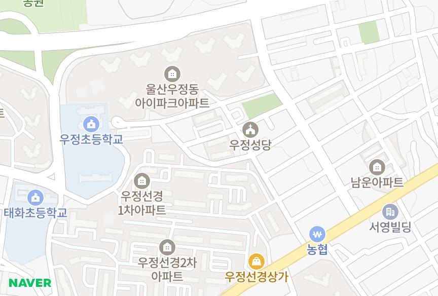 울산광역시 중구 우정동 덕우 위치·실거래 시세 지도