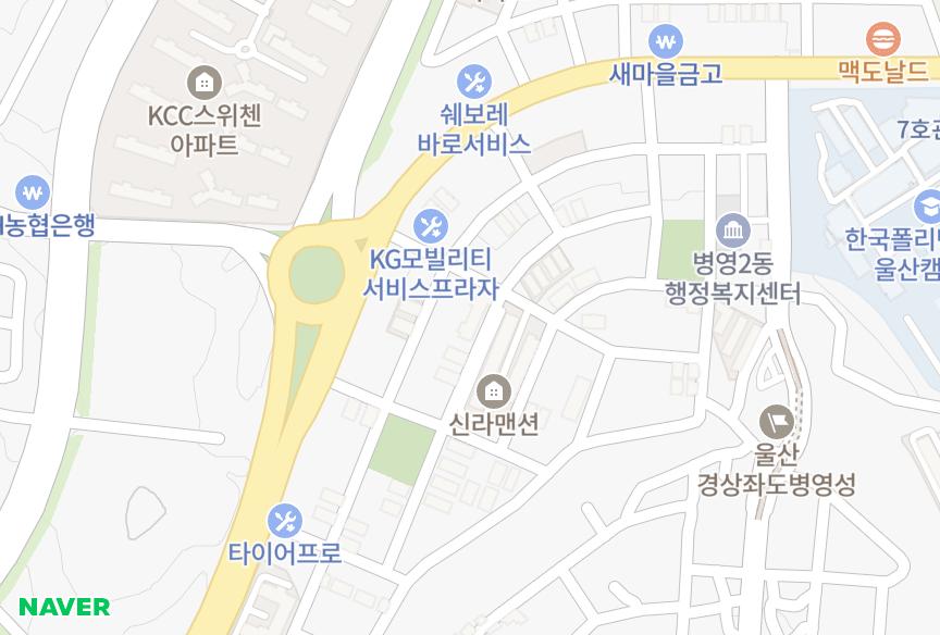 울산광역시 중구 서동 하니콤타워 위치·실거래 시세 지도