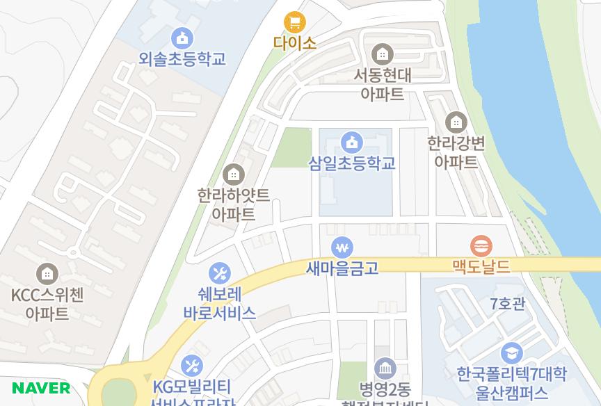 울산광역시 중구 서동 광명파크맨션 위치·실거래 시세 지도