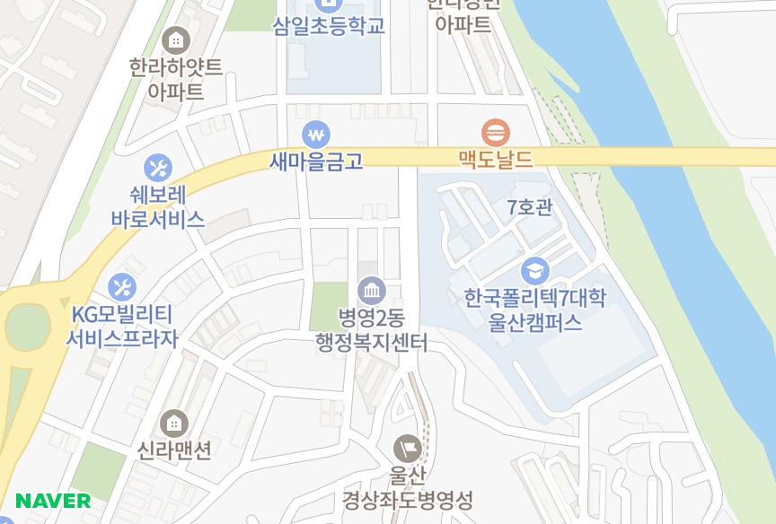 울산광역시 중구 서동 강동그린타워 위치·실거래 시세 지도