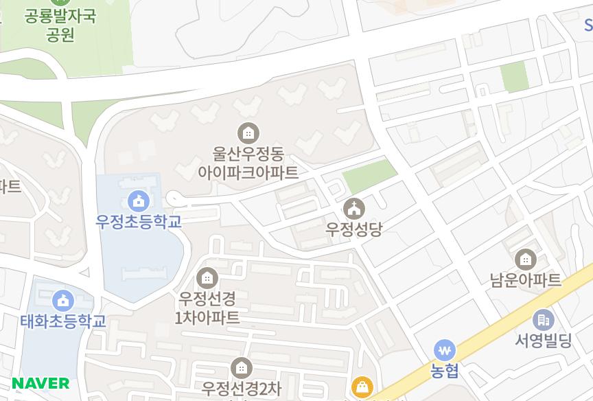 울산광역시 중구 우정동 성경 위치·실거래 시세 지도