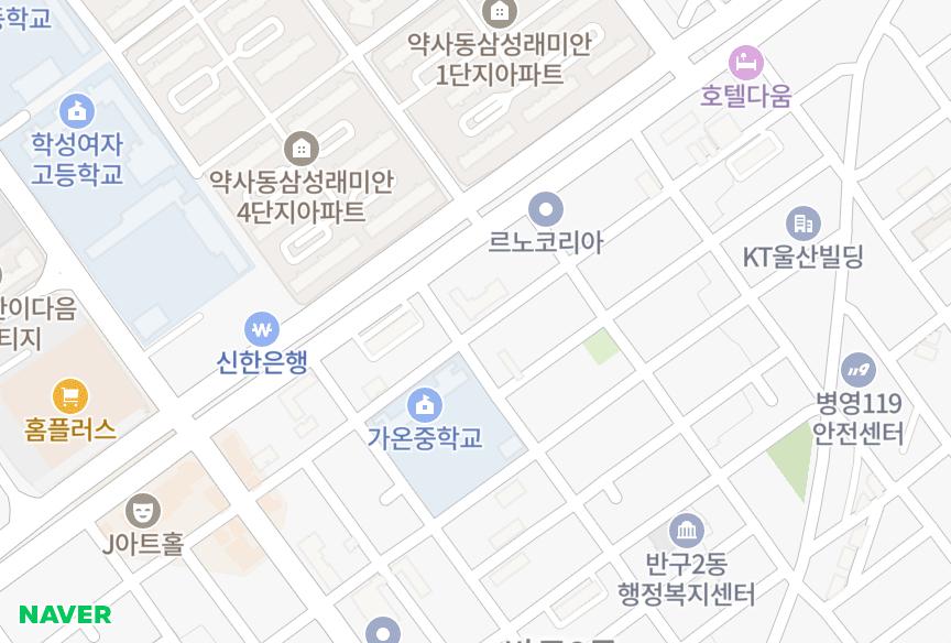 울산광역시 중구 반구동 엘리시아 위치·실거래 시세 지도