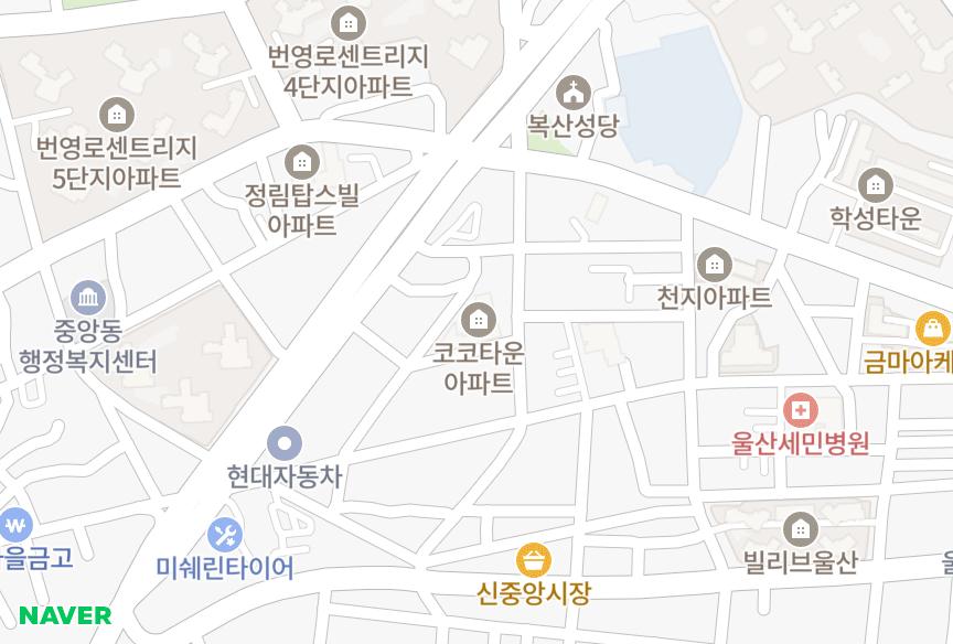 울산광역시 중구 학산동 코코타운 위치·실거래 시세 지도