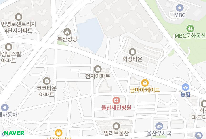 울산광역시 중구 학성동 천지 위치·실거래 시세 지도