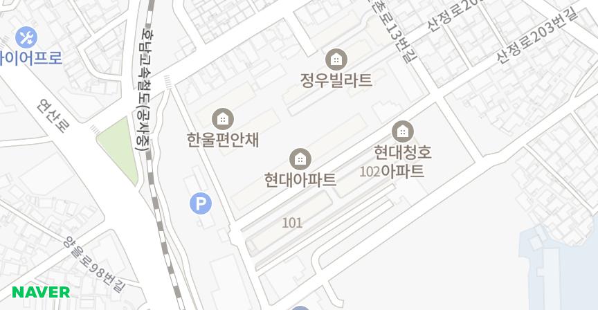 산정현대 위치 지도