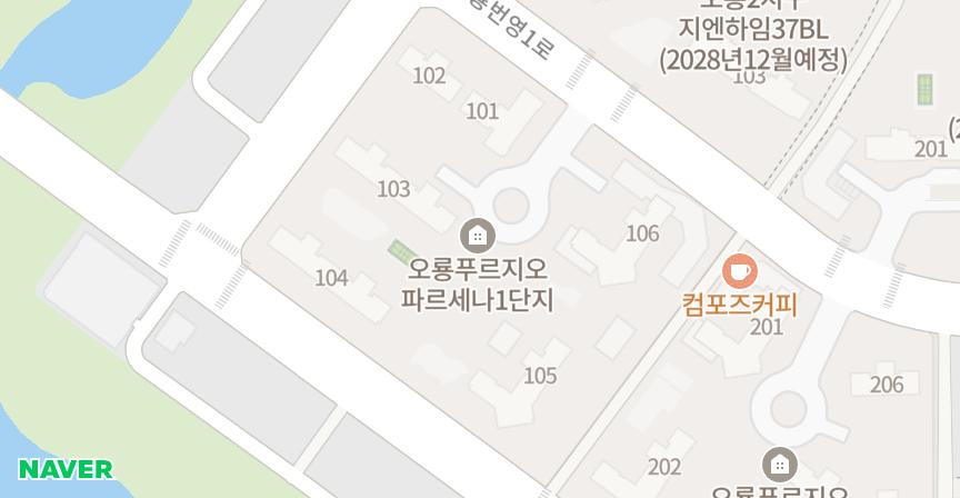 오룡푸르지오파르세나1단지 위치 지도