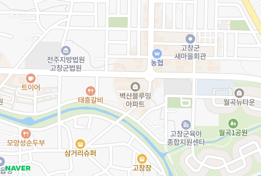 전북특별자치도 고창군 고창읍 교촌리 벽산블루밍 위치·실거래 시세 지도