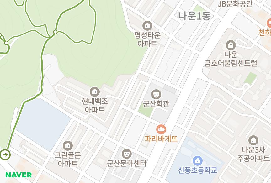 전북특별자치도 군산시 나운동 현대2차 위치·실거래 시세 지도