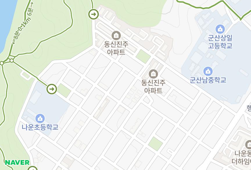 전북특별자치도 군산시 나운동 신한파크빌라 위치·실거래 시세 지도
