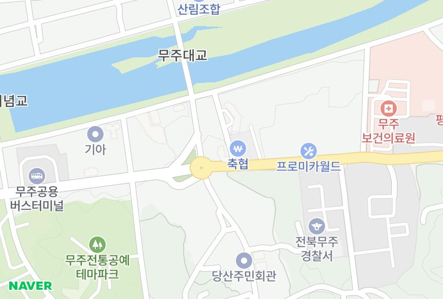 전북특별자치도 무주군 무주읍 당산리 블루원 위치·실거래 시세 지도