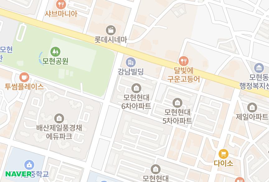 전북특별자치도 익산시 모현동1가 현대6차 위치·실거래 시세 지도