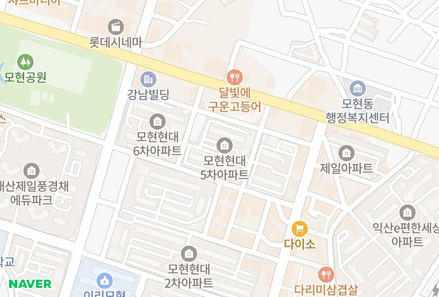 전북특별자치도 익산시 모현동1가 현대5차 위치·실거래 시세 지도