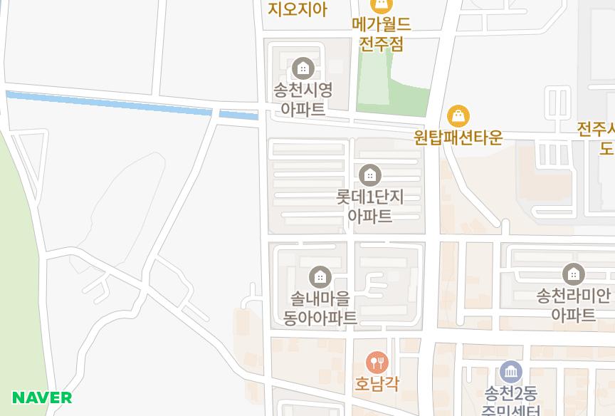 전북특별자치도 전주시 덕진구 송천동2가 롯데2단지 위치·실거래 시세 지도