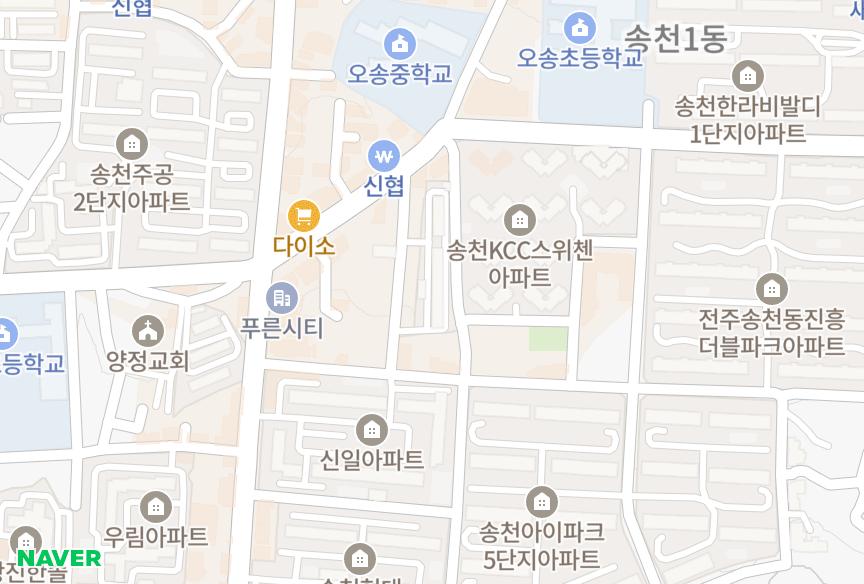 전북특별자치도 전주시 덕진구 송천동1가 현대 위치·실거래 시세 지도