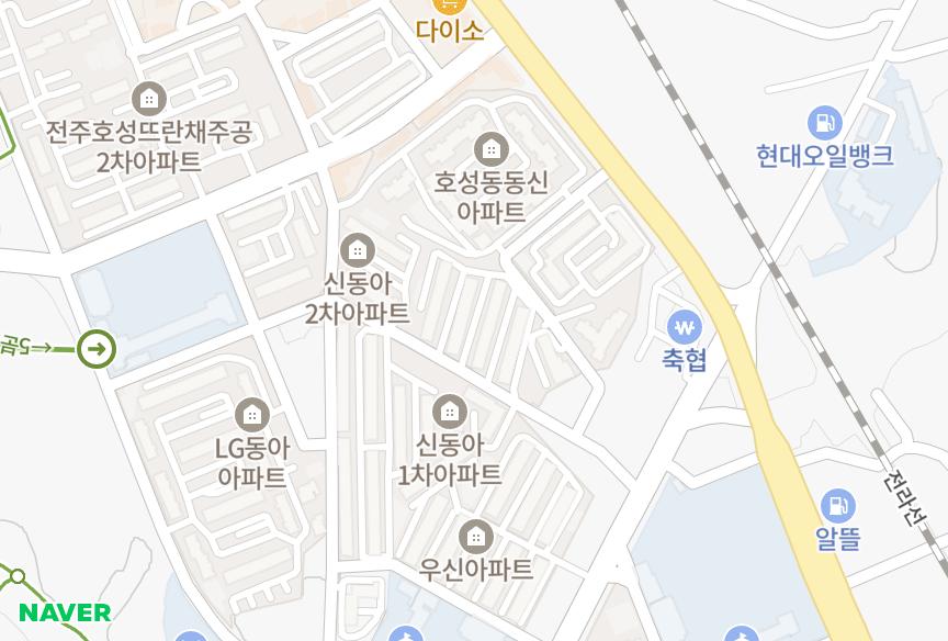 전북특별자치도 전주시 덕진구 호성동1가 우신호성 위치·실거래 시세 지도