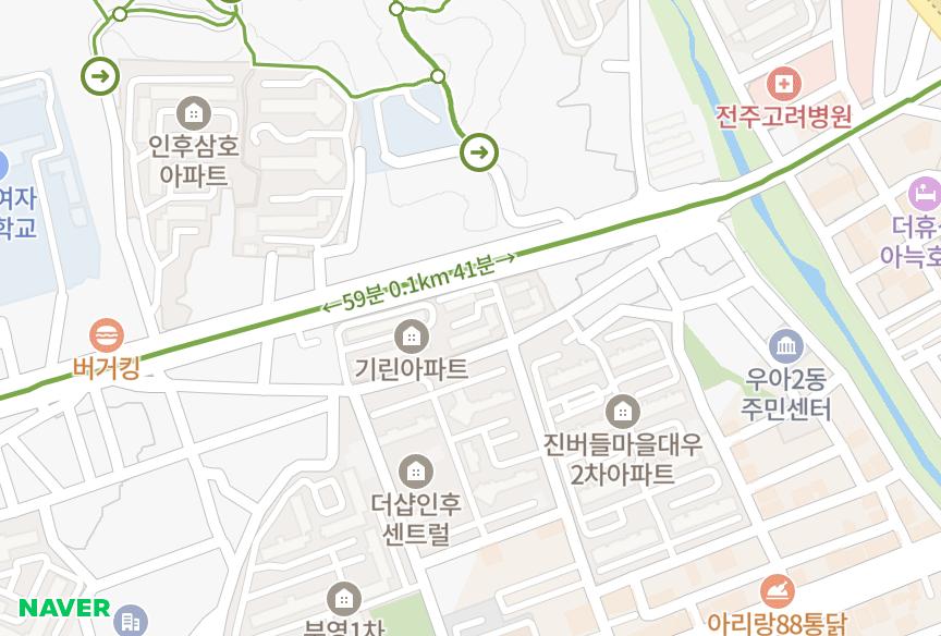 전북특별자치도 전주시 덕진구 우아동3가 기린맨션 위치·실거래 시세 지도
