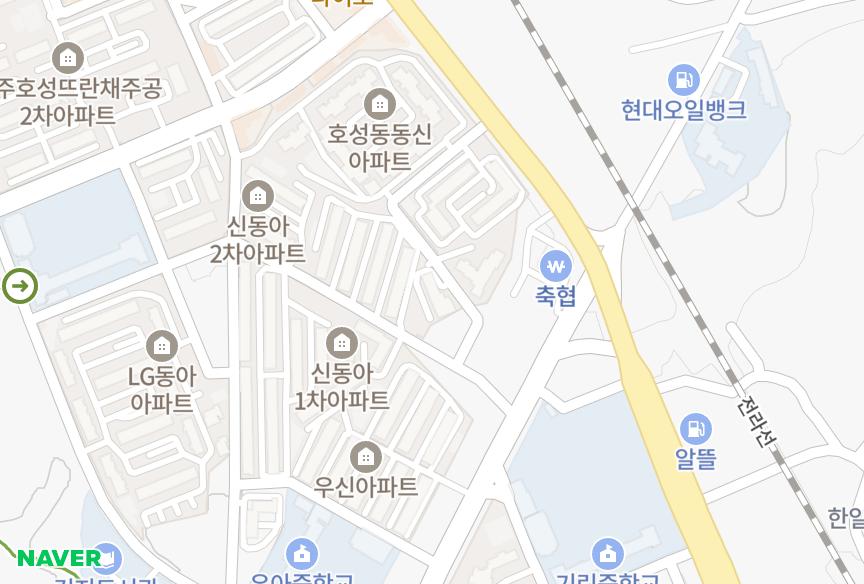 전북특별자치도 전주시 덕진구 호성동1가 다경마을일신 위치·실거래 시세 지도