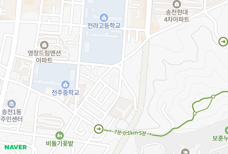 전북특별자치도 전주시 덕진구 송천동1가 금정 위치·실거래 시세 지도