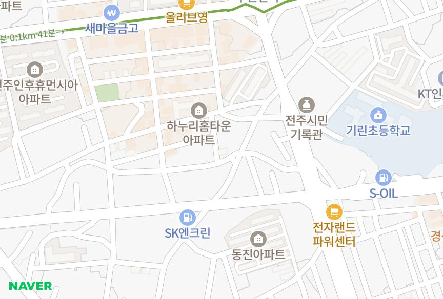 전북특별자치도 전주시 덕진구 인후동1가 파인파크 위치·실거래 시세 지도