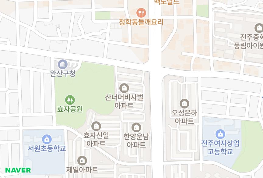 전북특별자치도 전주시 완산구 효자동1가 비사벌 위치·실거래 시세 지도