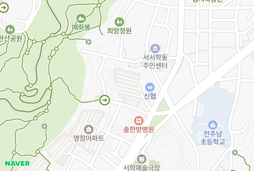전북특별자치도 전주시 완산구 서서학동 예그린 위치·실거래 시세 지도
