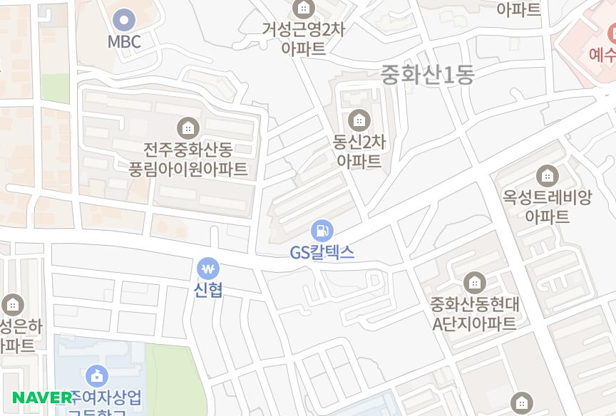전북특별자치도 전주시 완산구 중화산동2가 동남삼정 위치·실거래 시세 지도