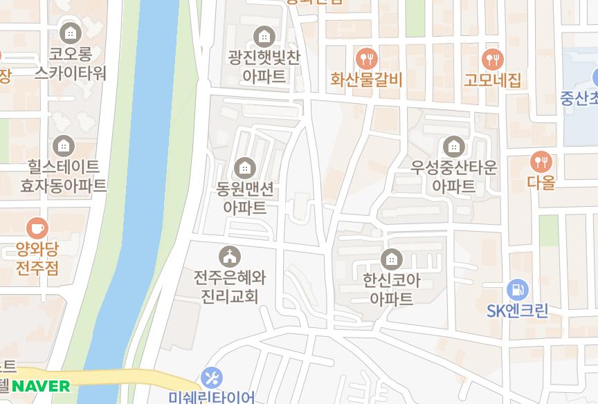 전북특별자치도 전주시 완산구 중화산동2가 효성신촌마을 위치·실거래 시세 지도